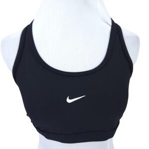 Nike Sports Bra Large Racerback Black & White Swoosh, Wireless Athletic Workout